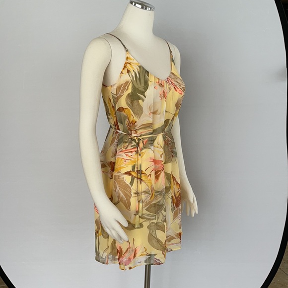 NWOT WHBM Yellow Tropical Print Slip Dress Size 0 - Picture 4 of 15